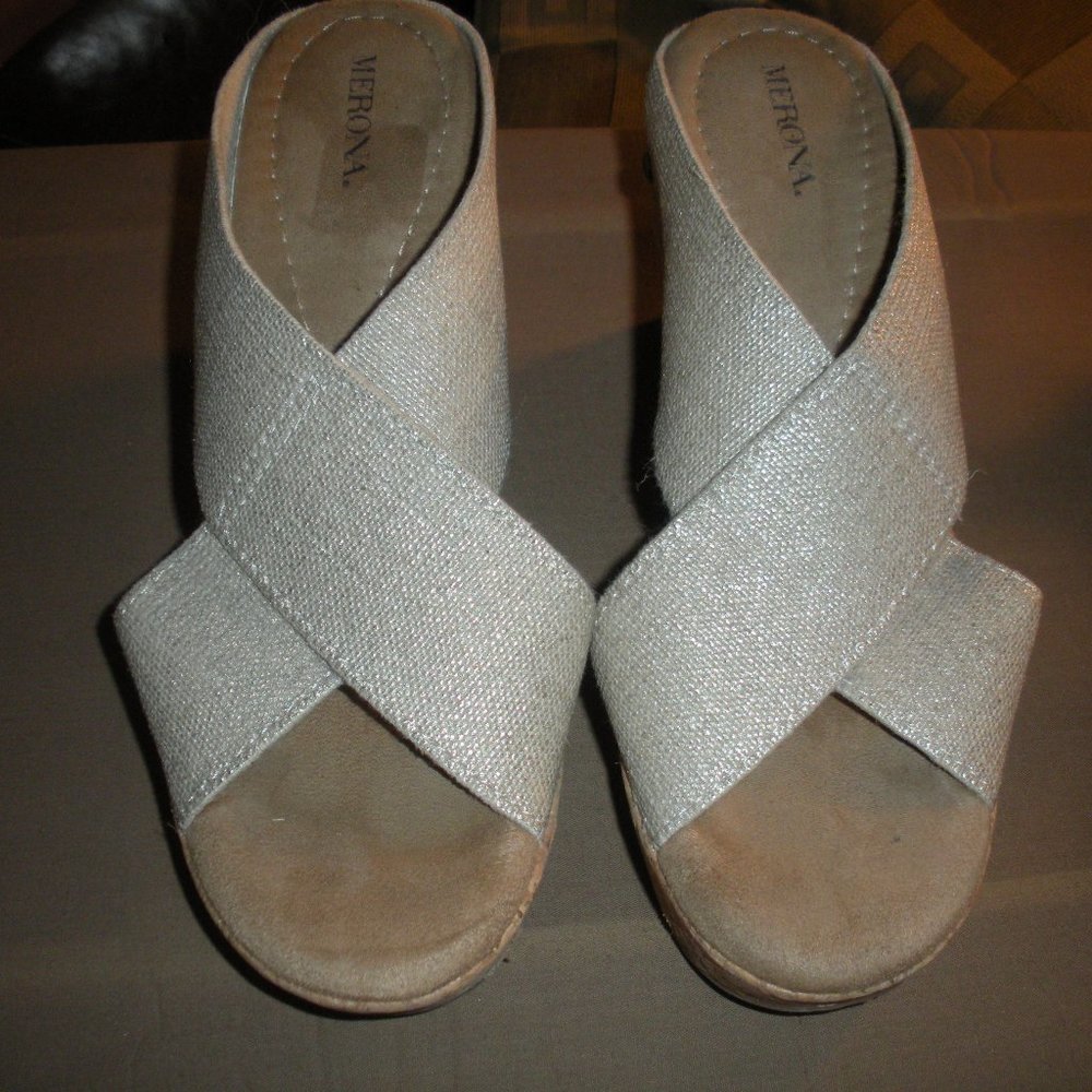 Womens Cream Strap Wedges Size 8